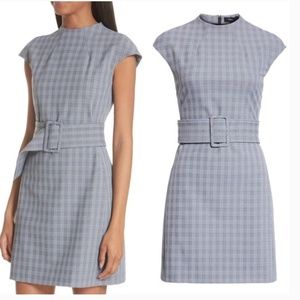 Theory McClair Plaid Mod Belted Sheath Dress